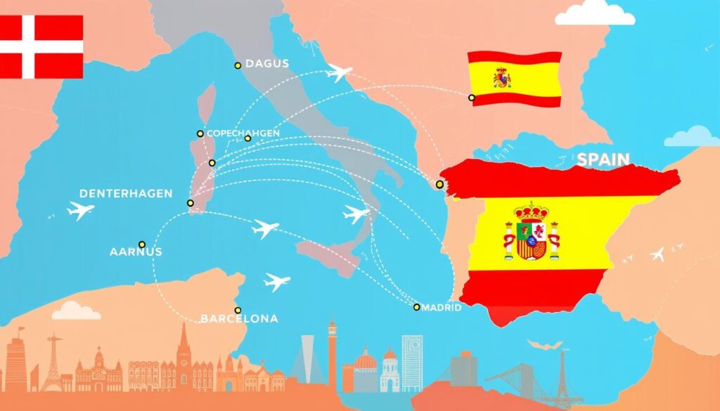 Airline routes Denmark Spain