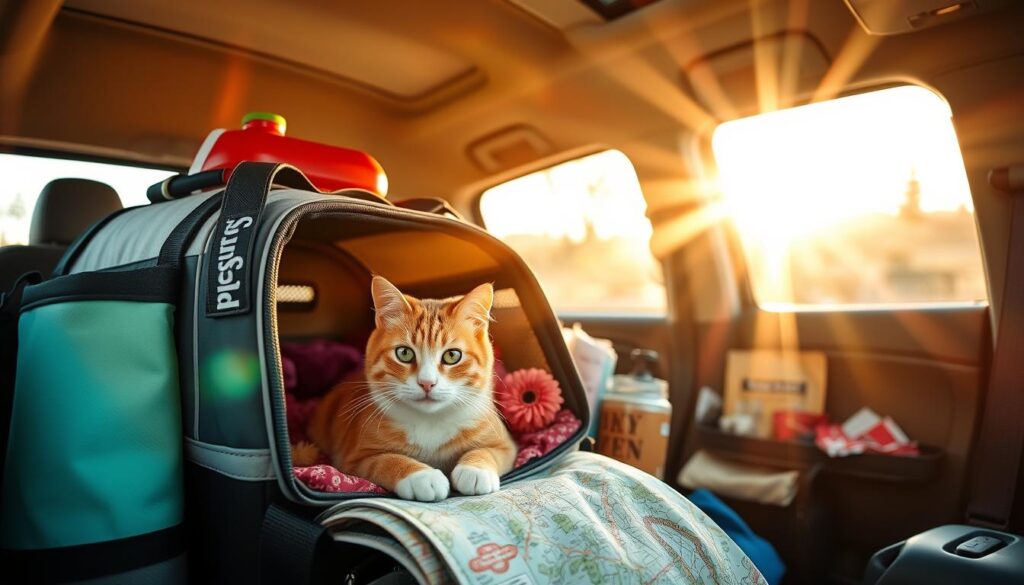 Cat traveling in a carrier